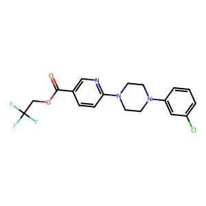 2,2,2-Trifluoroethyl 6-[4-(3-chlorophenyl)piperazino]nicotinate structure