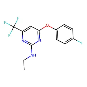 N-ethyl-4-(4-fluorophenoxy)-6-(trifluoromethyl)-2-pyrimidinamine structure