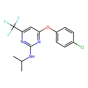 4-(4-chlorophenoxy)-N-isopropyl-6-(trifluoromethyl)-2-pyrimidinamine structure