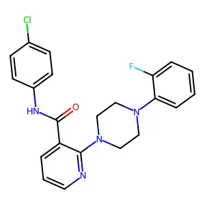 N-(4-chlorophenyl)-2-[4-(2-fluorophenyl)piperazin-1-yl]pyridine-3-carboxamide structure
