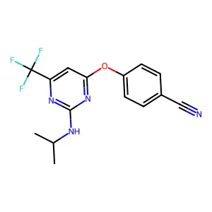 4-{[2-(Isopropylamino)-6-(trifluoromethyl)-4-pyrimidinyl]oxy}benzenecarbonitrile structure