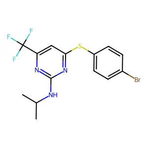 N-[4-[(4-bromophenyl)sulfanyl]-6-(trifluoromethyl)-2-pyrimidinyl]-N-isopropylamine structure