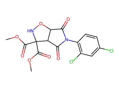 5-(2,4-dichlorophenyl)-4,6-dioxo-3a,6a-dihydro-2H-pyrrolo[3,4-d]isoxazole-3,3-dicarboxylic acid dimethyl ester structure