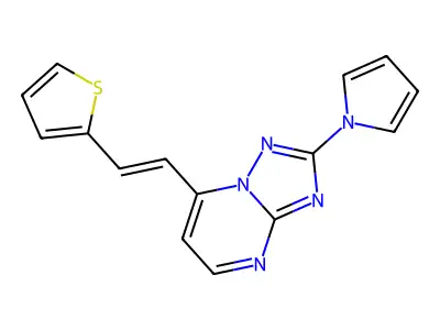 2-Pyrrol-1-yl-7-(2-thiophen-2-ylethenyl)-[1,2,4]triazolo[1,5-a]pyrimidine structure