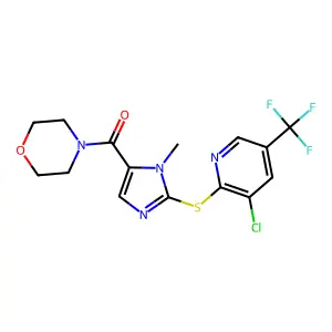 (2-((3-Chloro-5-(trifluoromethyl)-2-pyridinyl)sulfanyl)-1-methyl-1H-imidazol-5-yl)(morpholino)methanone structure