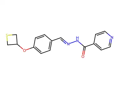 N-[(E)-[4-(thietan-3-yloxy)phenyl]methylideneamino]pyridine-4-carboxamide structure