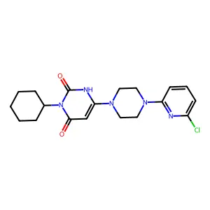 4-[4-(6-chloro-2-pyridinyl)piperazino]-1-cyclohexyl-6-hydroxy-2(1H)-pyrimidinone structure