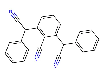 2,6-Bis[cyano(phenyl)methyl]benzenecarbonitrile structure
