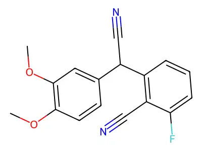 2-[Cyano(3,4-dimethoxyphenyl)methyl]-6-fluorobenzenecarbonitrile structure