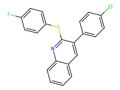 3-(4-Chlorophenyl)-2-[(4-fluorophenyl)sulfanyl]quinoline structure