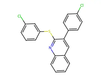 3-(4-Chlorophenyl)-2-[(3-chlorophenyl)sulfanyl]quinoline structure