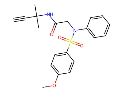 N-(1,1-dimethyl-2-propynyl)-2-{[(4-methoxyphenyl)sulfonyl]anilino}acetamide structure