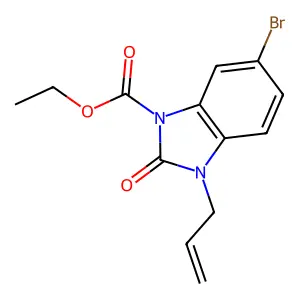 ethyl 3-allyl-6-bromo-2-oxo-2,3-dihydro-1H-1,3-benzimidazole-1-carboxylate structure