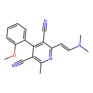 2-[2-(dimethylamino)vinyl]-4-(2-methoxyphenyl)-6-methyl-3,5-pyridinedicarbonitrile structure