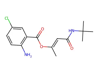 [4-(tert-butylamino)-4-oxobut-2-en-2-yl] 2-amino-5-chlorobenzoate structure