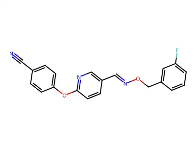 4-{[5-({[(3-Fluorobenzyl)oxy]imino}methyl)-2-pyridinyl]oxy}benzenecarbonitrile structure