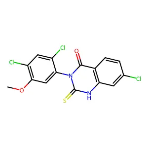 7-chloro-3-(2,4-dichloro-5-methoxyphenyl)-2-sulfanyl-4(3H)-quinazolinone structure