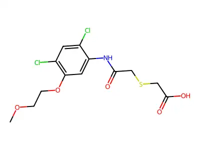 2-({2-[2,4-Dichloro-5-(2-methoxyethoxy)anilino]-2-oxoethyl}sulfanyl)acetic acid structure