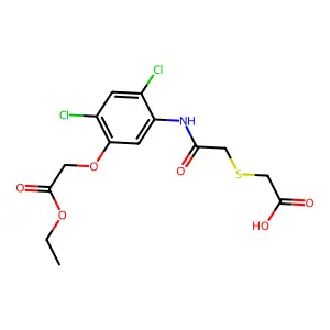 2-({2-[2,4-dichloro-5-(2-ethoxy-2-oxoethoxy)anilino]-2-oxoethyl}sulfanyl)acetic acid structure