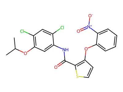 N-(2,4-dichloro-5-isopropoxyphenyl)-3-(2-nitrophenoxy)-2-thiophenecarboxamide structure