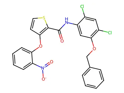 N-(5-(Benzyloxy)-2,4-dichlorophenyl)-3-(2-nitrophenoxy)-2-thiophenecarboxamide structure