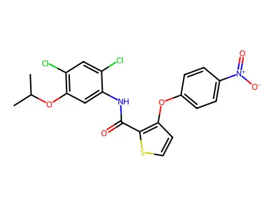 N-(2,4-dichloro-5-isopropoxyphenyl)-3-(4-nitrophenoxy)-2-thiophenecarboxamide structure