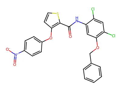 N-(5-(Benzyloxy)-2,4-dichlorophenyl)-3-(4-nitrophenoxy)-2-thiophenecarboxamide structure