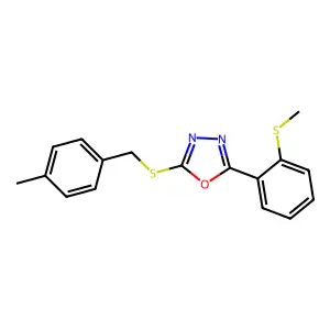 Methyl 2-{5-[(4-methylbenzyl)sulfanyl]-1,3,4-oxadiazol-2-yl}phenyl sulfide structure