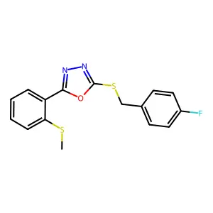 4-Fluorobenzyl 5-[2-(methylsulfanyl)phenyl]-1,3,4-oxadiazol-2-yl sulfide structure