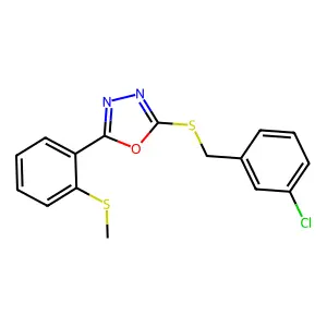 3-Chlorobenzyl 5-[2-(methylsulfanyl)phenyl]-1,3,4-oxadiazol-2-yl sulfide structure
