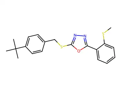 2-{[4-(Tert-butyl)benzyl]sulfanyl}-5-[2-(methylsulfanyl)phenyl]-1,3,4-oxadiazole structure