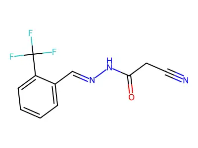2-cyano-N'-{[2-(trifluoromethyl)phenyl]methylidene}acetohydrazide structure