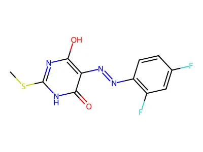 5-[2-(2,4-Difluorophenyl)diazenyl]-2-(methylsulfanyl)-4,6-pyrimidinediol structure