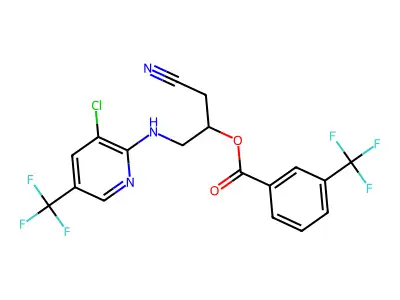 2-{[3-chloro-5-(trifluoromethyl)-2-pyridinyl]amino}-1-(cyanomethyl)ethyl 3-(trifluoromethyl)benzenecarboxylate structure