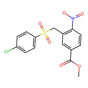 Methyl 3-{[(4-chlorophenyl)sulfonyl]methyl}-4-nitrobenzenecarboxylate structure