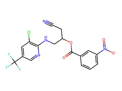 2-{[3-chloro-5-(trifluoromethyl)-2-pyridinyl]amino}-1-(cyanomethyl)ethyl 3-nitrobenzenecarboxylate structure
