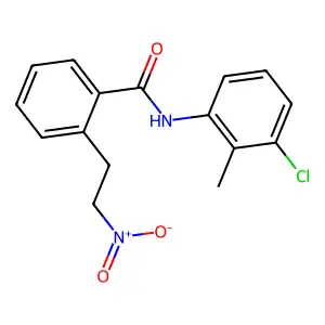 N-(3-chloro-2-methylphenyl)-2-(2-nitroethyl)benzenecarboxamide structure