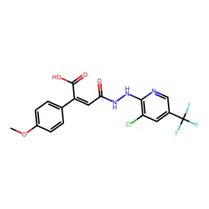 4-[2-[3-chloro-5-(trifluoromethyl)pyridin-2-yl]hydrazinyl]-2-(4-methoxyphenyl)-4-oxobut-2-enoic acid structure