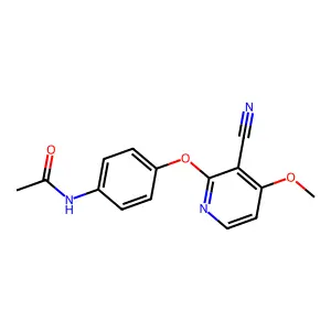 N-{4-[(3-cyano-4-methoxy-2-pyridinyl)oxy]phenyl}acetamide structure