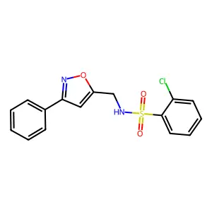 2-chloro-N-[(3-phenyl-5-isoxazolyl)methyl]benzenesulfonamide structure