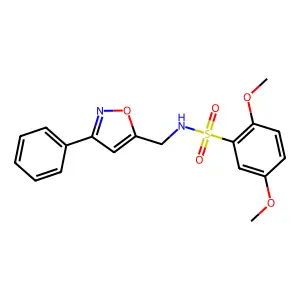 2,5-dimethoxy-N-[(3-phenyl-5-isoxazolyl)methyl]benzenesulfonamide structure