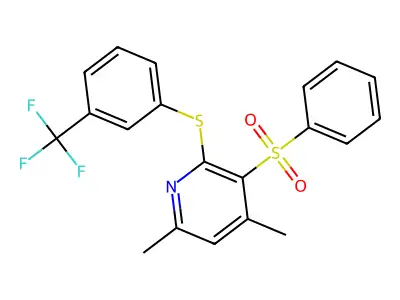 4,6-Dimethyl-3-(phenylsulfonyl)-2-{[3-(trifluoromethyl)phenyl]sulfanyl}pyridine structure
