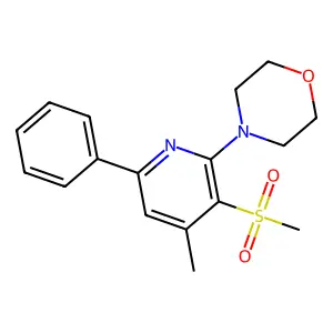 4-[4-Methyl-3-(methylsulfonyl)-6-phenyl-2-pyridinyl]morpholine structure