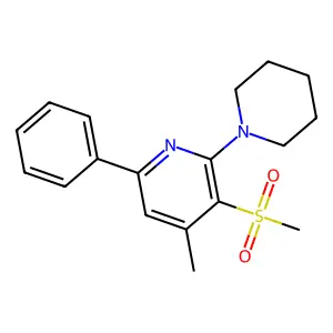 4-Methyl-3-(methylsulfonyl)-6-phenyl-2-piperidinopyridine structure