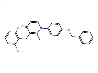 3-[(2,6-Dichlorophenyl)methyl]-2-methyl-1-(4-phenylmethoxyphenyl)pyridin-4-one structure