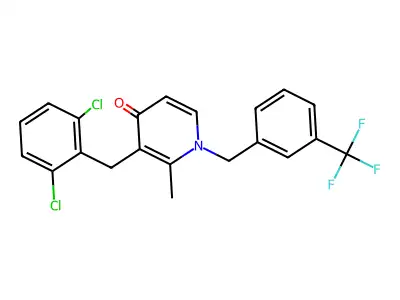 3-(2,6-dichlorobenzyl)-2-methyl-1-[3-(trifluoromethyl)benzyl]-4(1H)-pyridinone structure