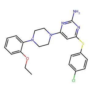 4-((4-Chlorophenyl)sulfanyl)-6-(4-(2-ethoxyphenyl)piperazino)-2-pyrimidinamine structure