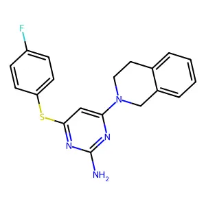 4-[3,4-dihydro-2(1H)-isoquinolinyl]-6-[(4-fluorophenyl)sulfanyl]-2-pyrimidinamine structure