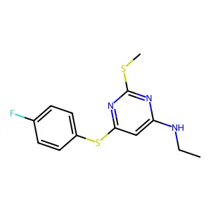 N-ethyl-6-[(4-fluorophenyl)sulfanyl]-2-(methylsulfanyl)-4-pyrimidinamine structure