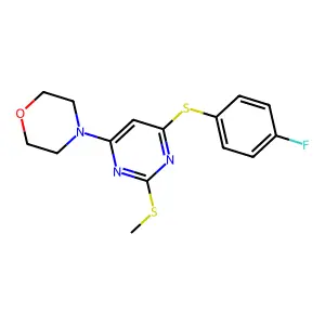 4-(6-((4-Fluorophenyl)sulfanyl)-2-(methylsulfanyl)-4-pyrimidinyl)morpholine structure